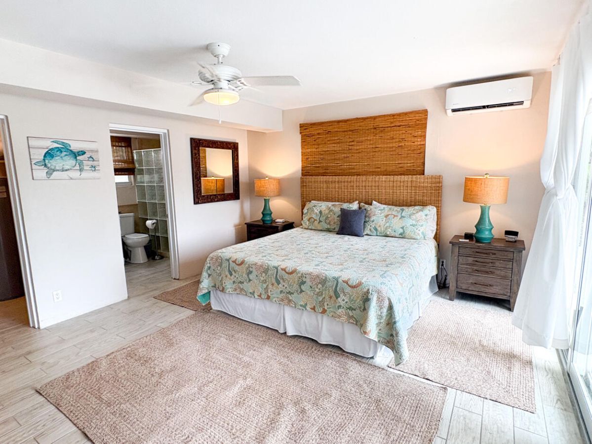 Rainbow Beach House guest bedroom with garden view