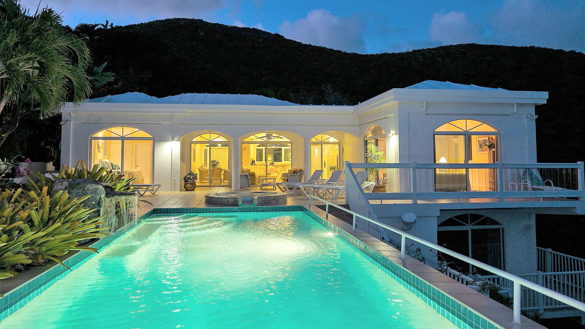 Waterfall balcony overlooking the Caribbean Sea
